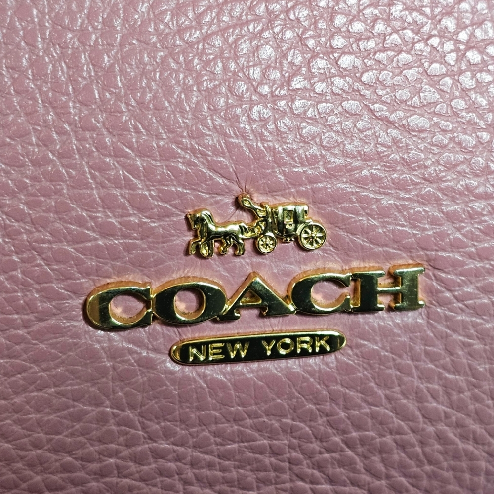 Coach Jes Crossbody Camera Shoulder Bag Double-Zip Pink Metallic Pebbled Leather - Picture 3 of 16